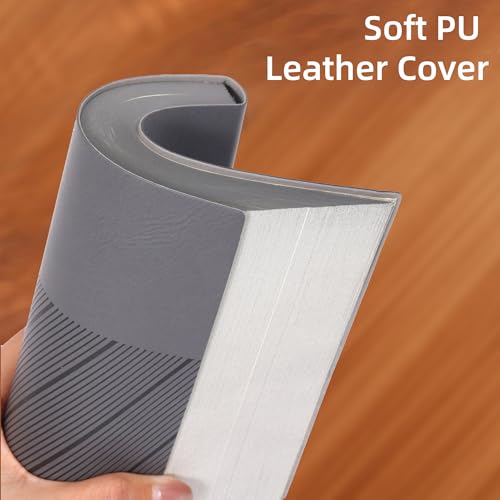 BOBO RABBIT Softcover Lined Notebook 348 Pages Vegan Leather Thick Journal - color: Grey