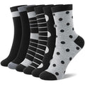 6 Pairs Crew Socks for Women, Soft Cute Funny Cotton Socks - color: Nocturne Melody