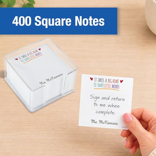 Current Teacher Personalized Note Sheets in a Cube - 400, 3.38 x 3.38, Loose Sheets in 2.75" Tall Clear Acrylic Box - color: Teacher