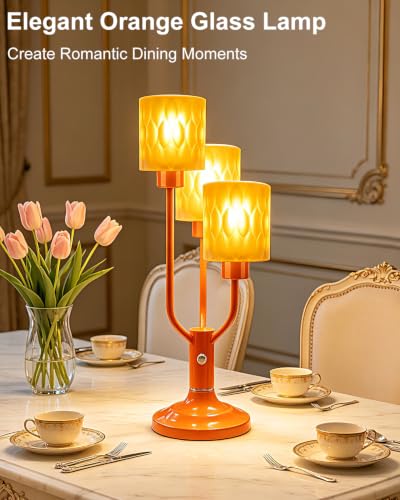 Lightdot Mid Century Modern Orange Glass Table Lamp for Bedroom Dimmable - color: 08-Orange-Cylinder