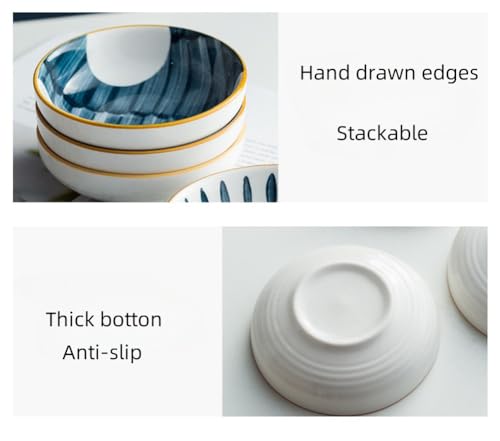 4 Pack 3 oz Small Soy Sauce Dish Ceramic Dipping Sauce Bowls - color: Japanese Blue