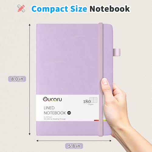 Oucaru 4 Pack A5 Lined Journal Notebook, 180 Pages 100 GSM Paper for Travel - color: Lavender, size: 4 Pack