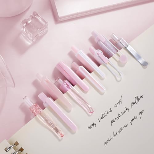 10PCs Pastel Gel Ink Pen Set,Retractable Black Ink Pens 0.5mm Fine Point - color: Pink