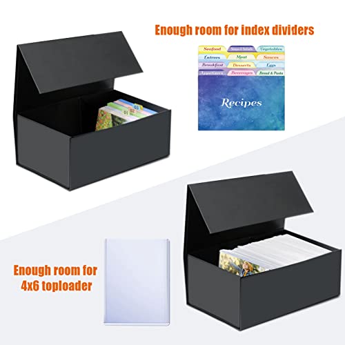 4X6 Index Card Holder, Index Card Storage Box 4 x 6 Inches, Fits 2400 Flash Cards - 2 Pack, Black - color: Black