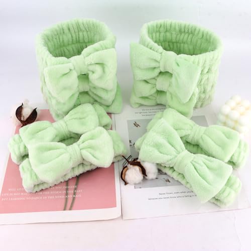 10 Pack Mint Green Soft Spa Headbands Bulk for Women Girls - color: Green