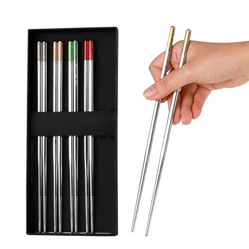 Metal Chopsticks, 5 Pairs 316L Stainless Steel Chopstick 9.25 Inch - size: 316L Stainless Steel Reusable Chopsticks
