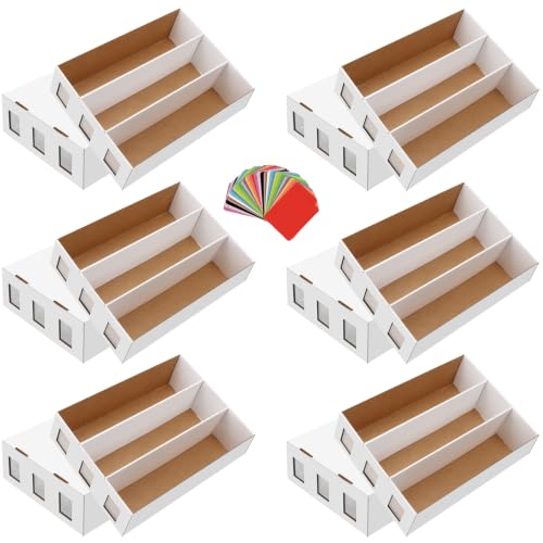 6 Pack Trading Card Storage Box, 14000+ Count Card Storage Box with 48 Card Divider White Sports Card Storage Box Cardboard Card Organizer Box Bulk Card Case Trading Card Box for Sports Card Collector - style: 6 Set-2