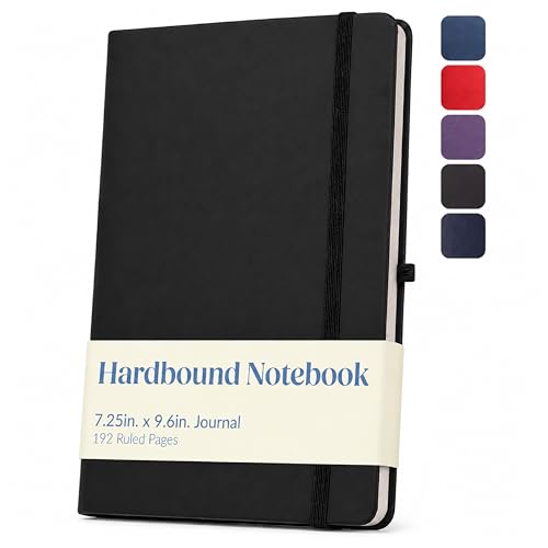 Eccolo Cool Jazz Hardbound Writing Journal, 192-Page Lined Paper, Lay-Flat - color: Black, size: Large - (7.25-x-9.6 Inches)
