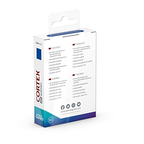 Ultimate Guard Cortex Outer Card Sleeves, 60 Japanese Size TCG Sleeves, 62 x 89mm, Blue Back, Glossy Finish, No PVC & Acid-Free, High Clarity - color: Blue, size: Japanese Glossy