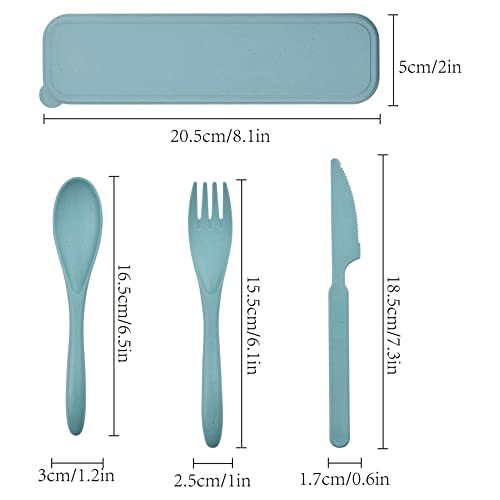 Zoyiancy 2 Sets Reusable Utensil Set with Case, Green, Blue Travel Utensils - color: Green, Blue