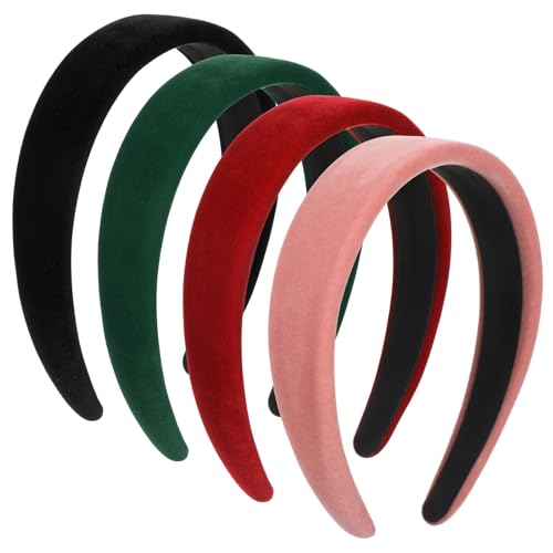 4pcs Padded Headband for Women,Chunky Velvet Headband for Women