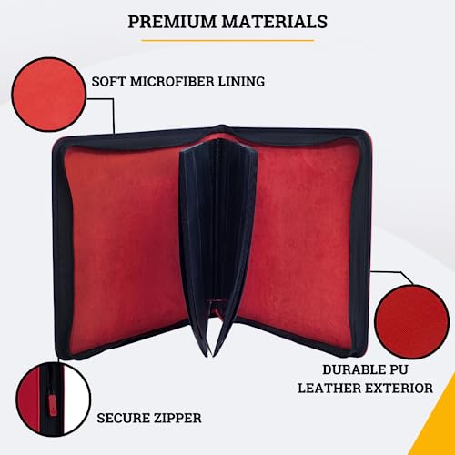 Card Guardian 12 Pocket Premium Binder with Zipper for 480 Cards, Red - color: Red