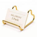 2 Pcs Cute Gold Metal Heart Business Card Holder for Desk - color: gold