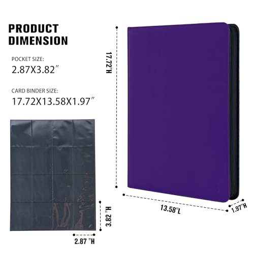 16 Pocket Trading Card Binder,Holds 1024 Standard-Size Card - color: Dark Purple