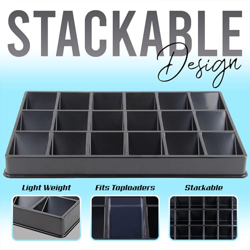 (3 Pack 18-Slot Toploder Trading Card Sorting Tray - Improved Design Compatible with Top Loaders, One Touch & Sleeved Cards