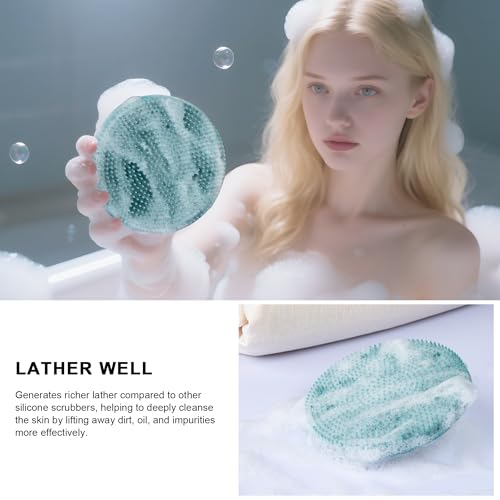 INNERNEED Silicone Body Scrubber Gentle Exfoliating Brush Set, Green+ Pink - color: (Set2) Dark Green+pink