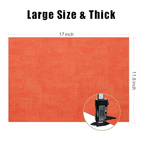 Homaxy PU Faux Leather Placemats for Dining Table, Set of 6, Orange - color: Orange