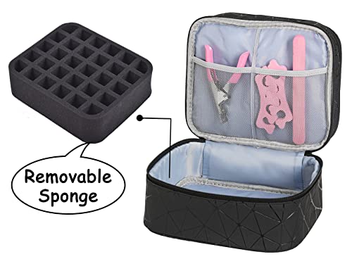 Nail Polish Organizer- Holds 30 Bottles Nail Supply Organizers and Storage Double-layer Nail Bag Organizer Case Nail varnish Organizer Nail Polish Storage Bag with Handle (Black-a) - color: Black-a