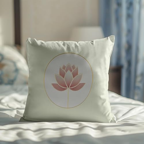 Lotus Pillow Cover 18 x 18 Inches, Zen Yoga Room Decor - color: Blush Lotus