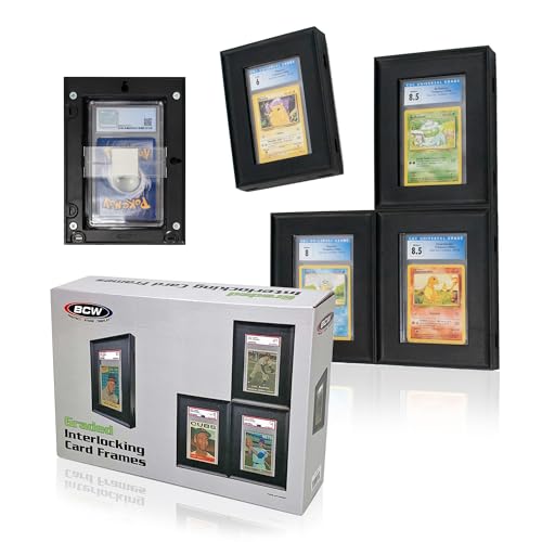 BCW Interlocking Card Frames - Black | Interlocking Frames Ideal for Collectibles, Trading Cards, and Memorabilia | Wall Display Frame (Graded Cards - 8 Pack) - style: Graded Interlocking Frames