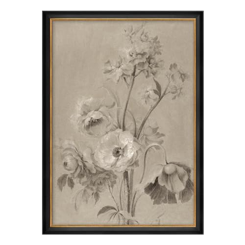 MUDECOR Premium Framed Canvas Print Wall Art Vintage Floral Sketch Bouquet Illustrations Modern Art Contemporary Scenic Fun Warm for Living Room, Bedroom, Office - 26"x36" Black - color: A07-2308-b39, size: 36"L x 26"W, style: Black Frame