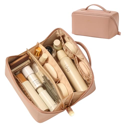 Omeily Travel Makeup & Toiletry Bag for Women Cosmetic Bag Makeup Organizer - color: C-Pink