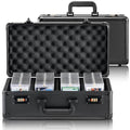 VEVOR Card Storage Box - 4 Slot Case with Coded Lock, Foam Dividers, Holds 76 BGS or 84 SGC Cards - size: 108 PSA, style: Coded Lock