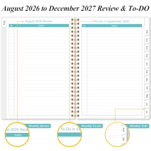 2026-2027 Monthly Planner - August 2026 - December 2027, Two Pages Per Month, 17 Monthly Calendar/Planner with Tabs, Inner Pocket, 6.4" x 8.5", Green - color: Green, size: 6.4" x 8.5"