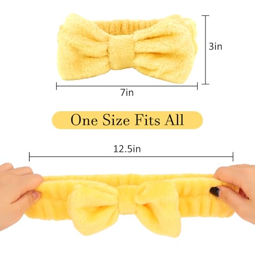 10 Pack Cute Yellow Soft Spa Headbands Bulk for Women Girls - color: Yellow