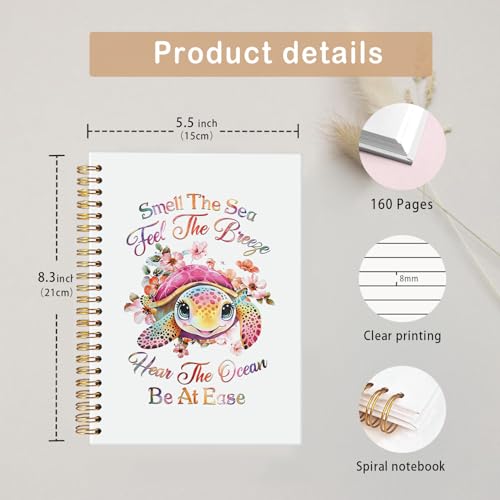 MOFUYU Turtle Gifts Cute Spiral Notebook Journal for Women Men - color: white(Bible-2)