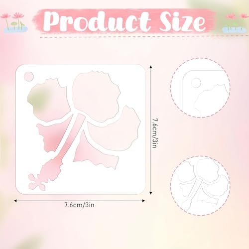 Flower Stencils for DIY Crafts, 20 Piece Reusable Plastic Floral Painting Templates, 3 Inch, for Wall, Floor and Textile Art Decoration - color: 20 Flower