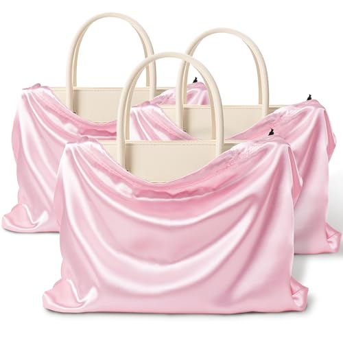 Vonty Pink Satin Dust Bags 3 Pack Drawstring Pouch for Purse, 19.6x15.7in - color: Pink, size: 19.6 x 15.7