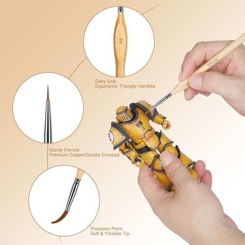Miniature Paint Brushes, 15PCS Model Brushes Detail Paint Brush Set, Fine Detailing for Watercolor, Oil, Face, Acrylic, Nail, Line Drawing, Scale Model Painting - size: 15PCS