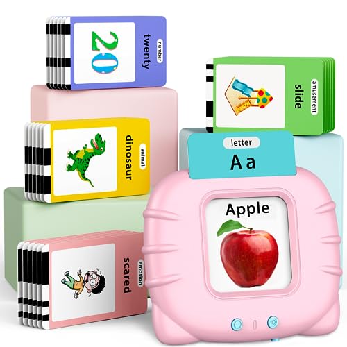 Eaever ABC Talking-Flash-Cards with 252 Words, Birthday Gifts for Girls 3 4 5 6 Years, Language Therapy Toys, Pink - color: Pink, size: Basic Version(abc+123-252 Words)