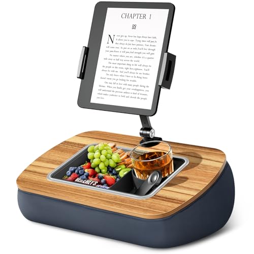 ERGONOV Tablet Pillow Stand for Lap, Adjustable iPad Holder with Snack Bowl - color: Muted gray