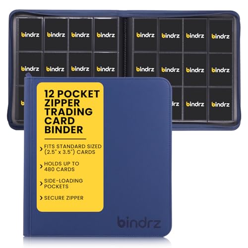 bindrz 12 Pocket Zipper Binder for 480 Sleeved Trading Cards (Blue) - color: Blue