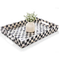 Reallnaive Mother of Pearl Lazy Susan, Square, Black White Checkerboard - color: Black White Checkerboard, style: Square