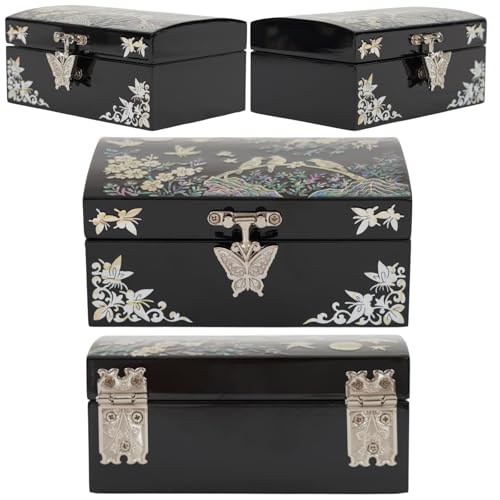 February Mountain Mother of Pearl Small Jewelry Ring Box - Gifts for best friends women, Thank you gifts, mom birthday gifts, Friendship Women Gifts Trinkets Keepsake Treasure box (Black-Birds) - color: Black-Birds