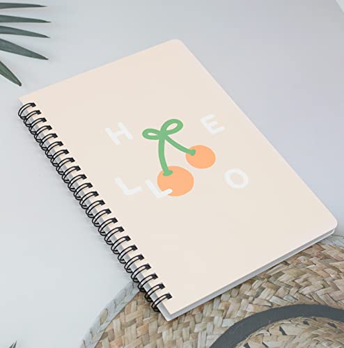 Yansanido Spiral Notebook, 4 Pcs A5 Cherry Design Hardcover 8mm Ruled 4 Color 80 Sheets -160 Pages Journals for Study and Notes (Cherry) - style: Cherry