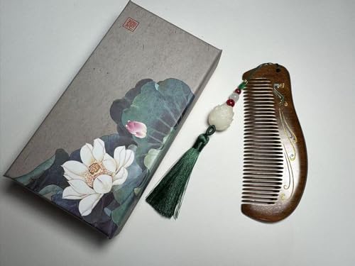 Handmade wooden hair comb, natural sandalwood comb, anti-static wooden combs, with sandalwood fragrance, good for hair growth, suitable for ladies and girls. (moon comb) - color: moon comb