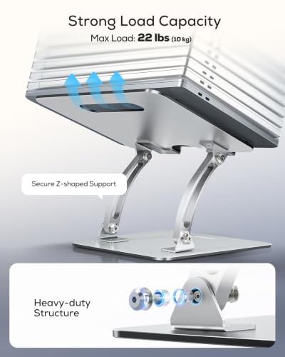 Nulaxy Ergonomic Adjustable Laptop Stand for Desk, Dual Foldable Computer Riser with Advanced Heat-Vent, Heavy-Duty Portable Notebook Holder for Posture Correction, Compatible with Mac 10-16" Laptops - color: A-Silver
