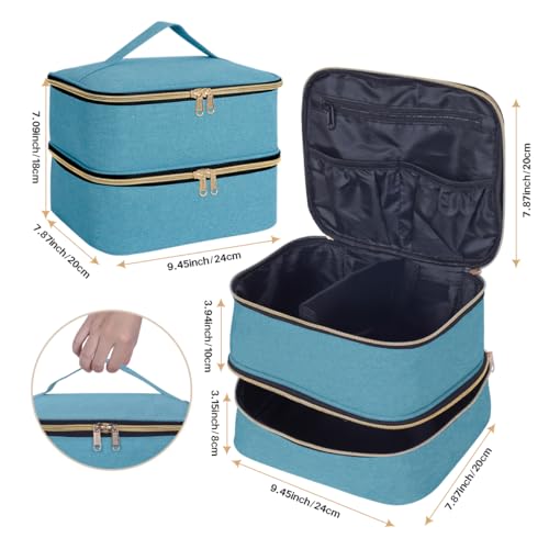 Double Layer Makeup Bag with Adjustable Dividers, Green - color: Light Green