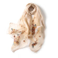 Jeelow Long Silk Blend Embroidered Floral Shawl Scarf Wrap for Women - color: Soft Beige
