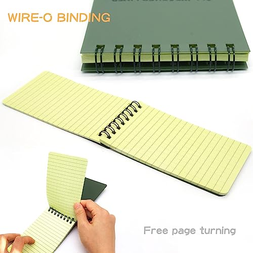 20 Pack Waterproof Notebook, All Weather Shower Pocket Size Tactical Notepad Top Spiral Steno Notepads Green Grid Paper Eye Protection for Outdoor Activities Recording (3 x 5 in) (20)