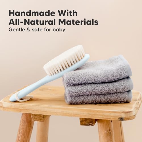 Wooden Baby Hair Brush for Toddler, Infant Cradle Cap (Frost, Regular) - color: Frost, size: Oval, Regular 7"