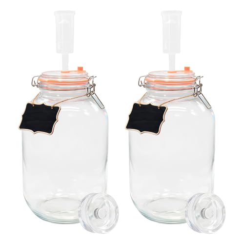 2 Pack Fermentation Jars 1 Gallon with Weights & Airlocks