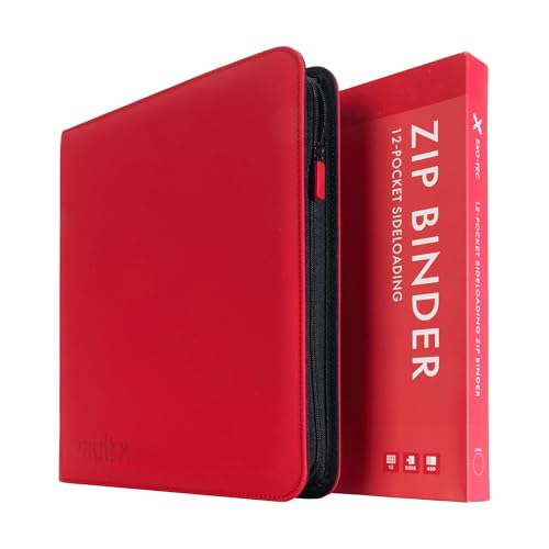 Vault X 12 Pocket Zip Trading Card Binder 480 Cards Exo-Tec (Red) - color: Red, size: 12 Pocket