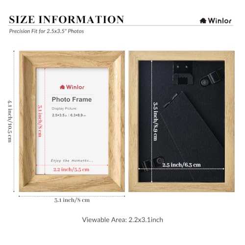 2.5x3.5 Mini Picture Frames Set of 6, Small Polaroid Photo Frame with HD Glass, FSC Certified Eco MDF Wood, Tabletop Desk & Wall Display for Instax Film, Baby Nursery Decor, Wallet Size, Natural - color: Glass-Natural