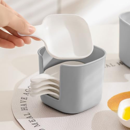 6Pcs Plastic Dipping Dish with Storage Box Mini Home Kitchen Seasoning Sauce Dishes Bowls Plate Dish Serving Tray for Sampling and Dipping Restaurant Home Party Use, White+Grey