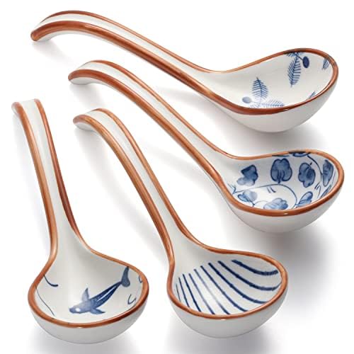 Asian Soup Spoons Set Ceramic Ramen Spoon Korean Spoons Japanese Soup Spoon - style: Style 1